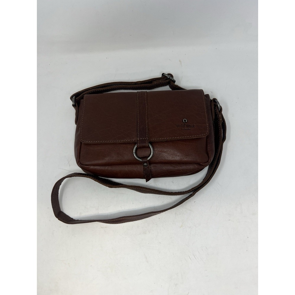 Vintage Wild West Los‎ Angeles Cognac Genuine Leather Crossbody Handbag Brown